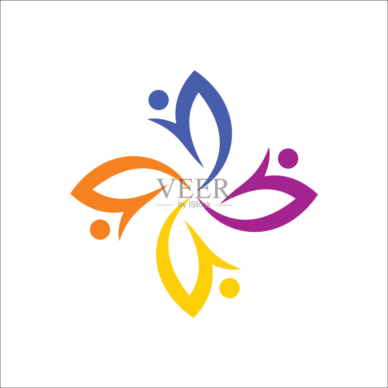 彩色花朵圆形美妆logo图标素材