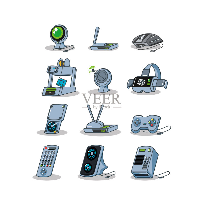 科技设备小工具套装图标素材