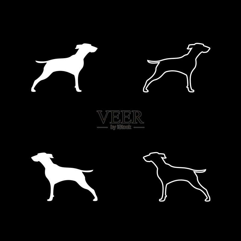 猎犬图标白色扁平风格图标素材