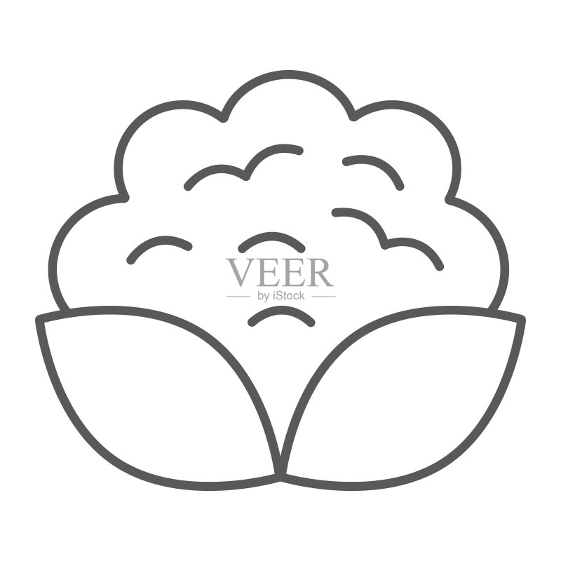 菜花细线图标:蔬菜与饮食图标素材