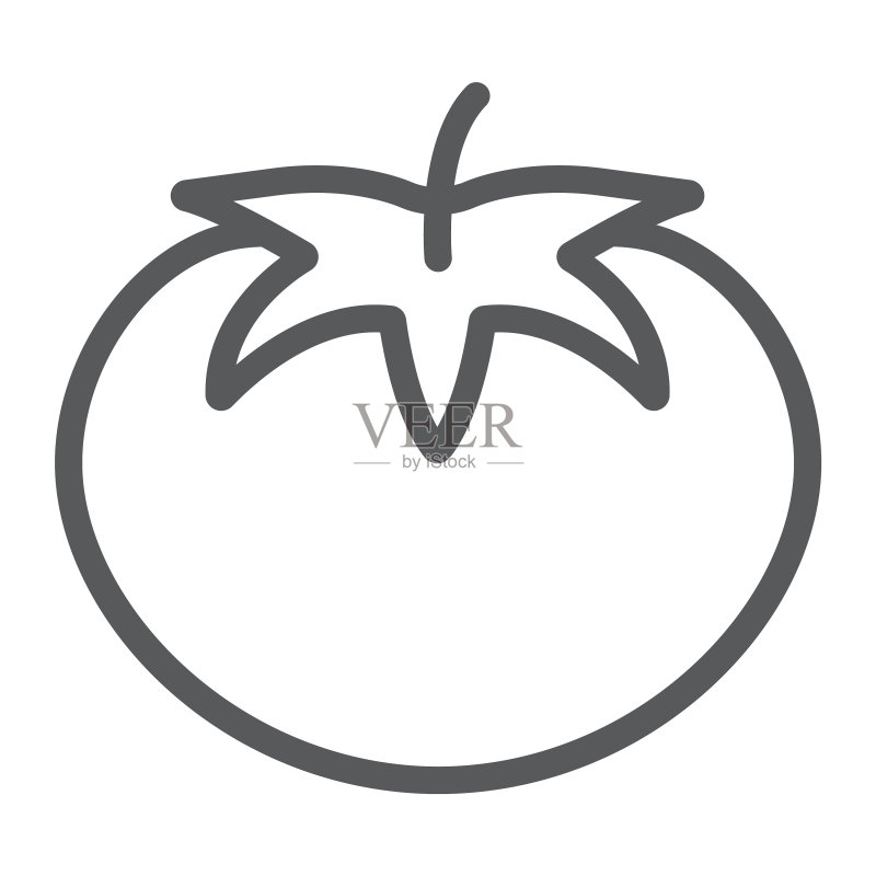 番茄线条图标蔬菜和饮食图标素材
