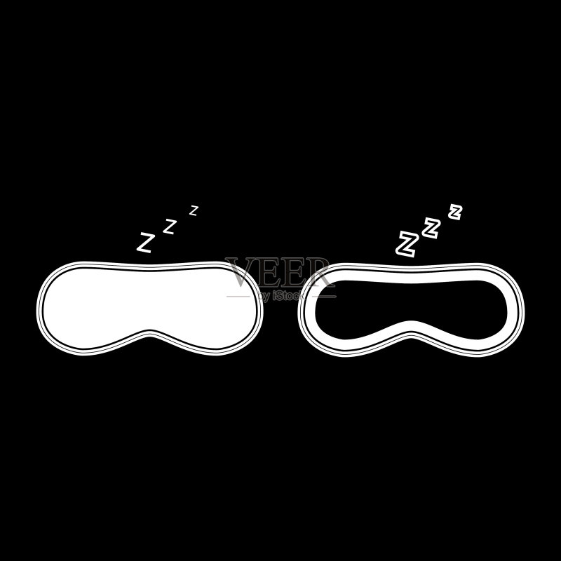 睡眠面罩图标集合白色扁平风格图标素材