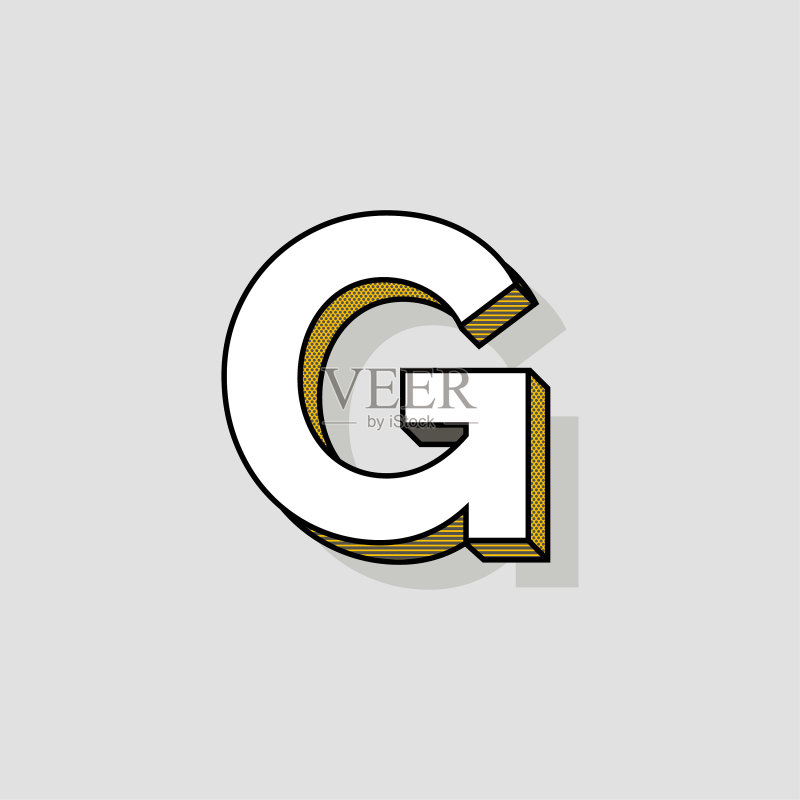 波普艺术风格的字母G标志图标素材