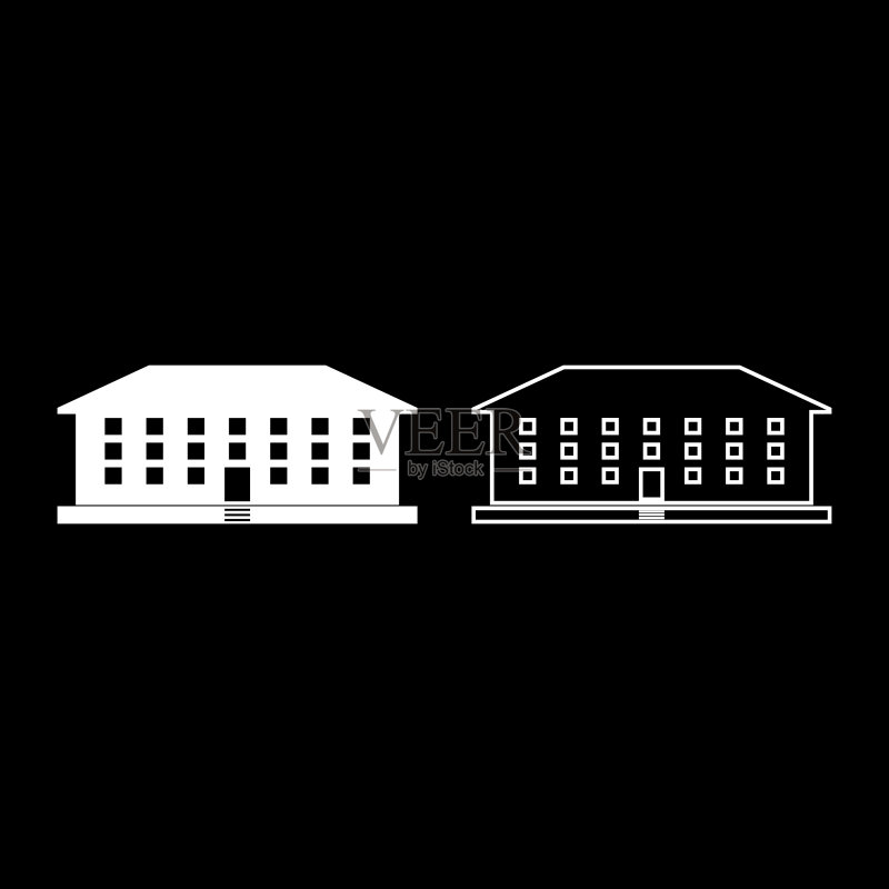 白色扁平风格学校建筑图标合集图标素材