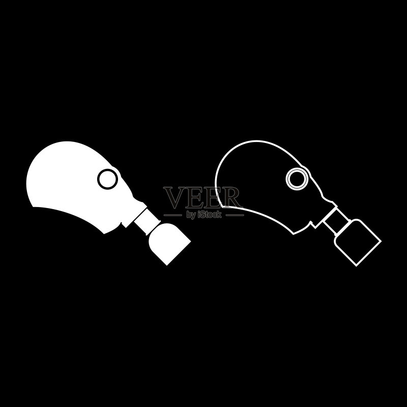 防毒面具或吸入器图标白色扁平设计图标素材