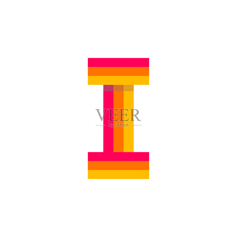 红色发光I字母Logo图标素材