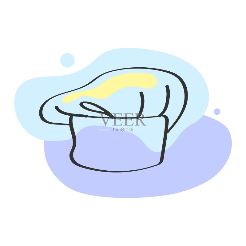 白色厨师帽线条背景图标素材