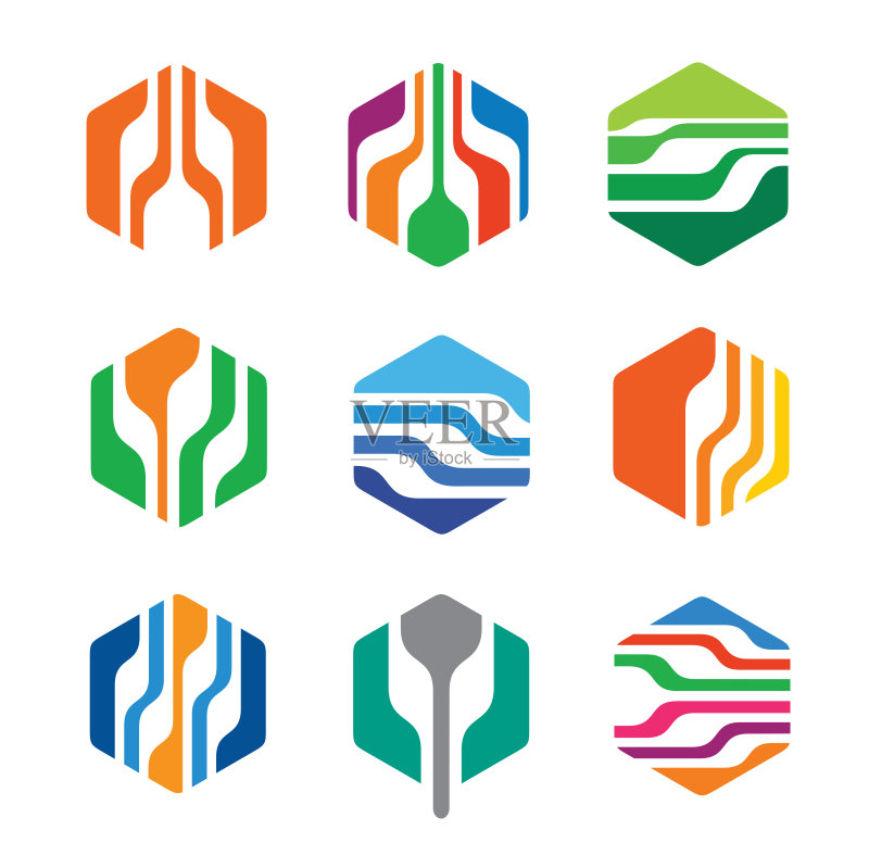 抽象六边形logo模板设计图标素材