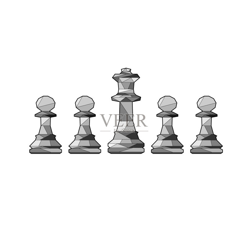 国际象棋棋子和国王轮廓图标素材