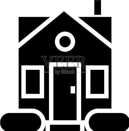 房屋简易中心门图标图标素材
