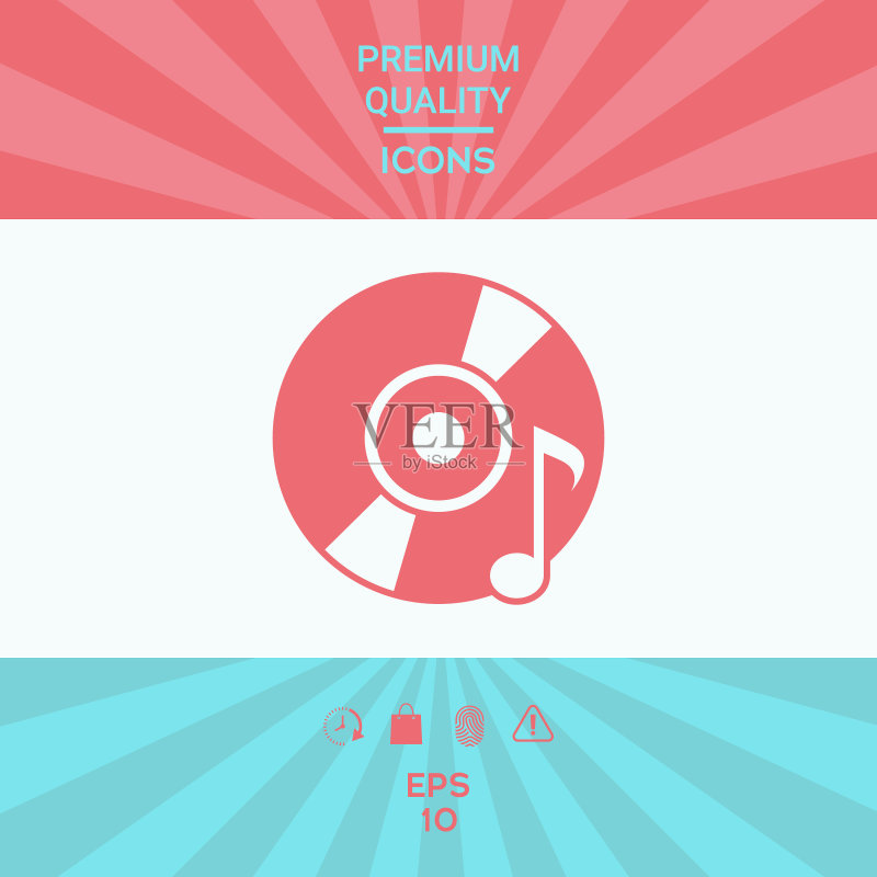 带有音乐符号的CD DVD图标素材