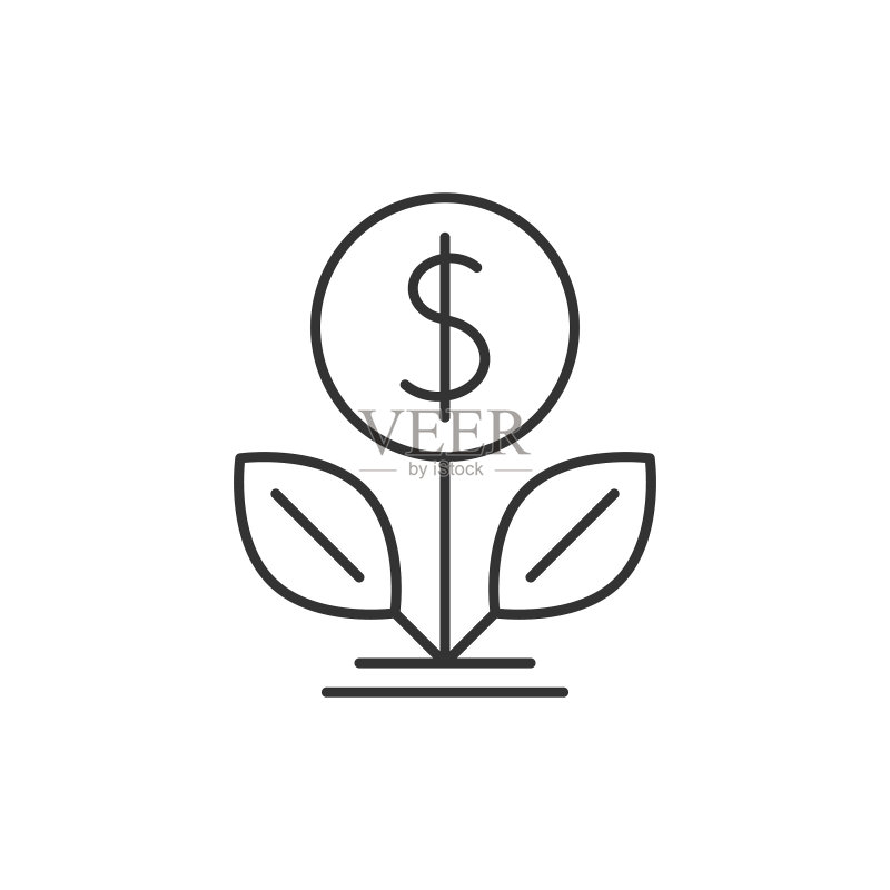 美元树轮廓图标图标素材