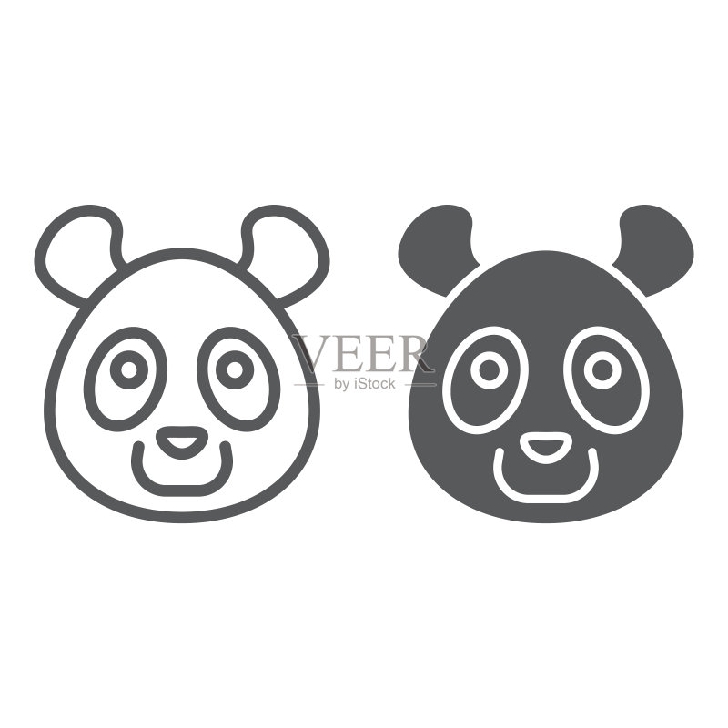 熊猫线性图标,动物园熊类图案图标素材