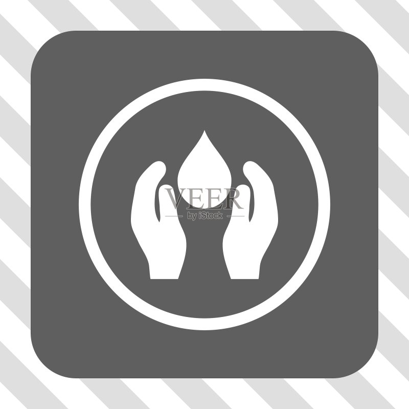 水护理圆角方形按钮图标素材
