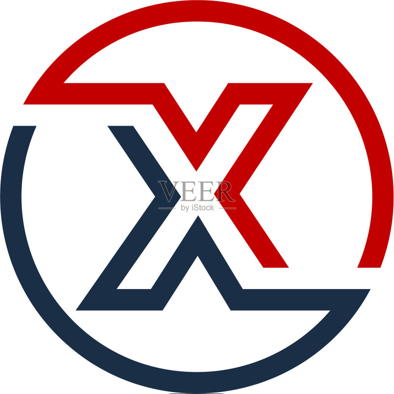 X字母圆形线条logo图标设计图标素材