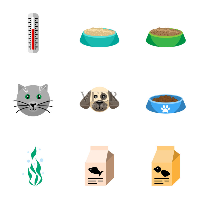 扁平风动物吃食物猫图标图标素材