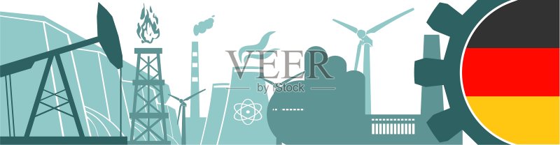 带有德国国旗的能源和电力图标图标素材
