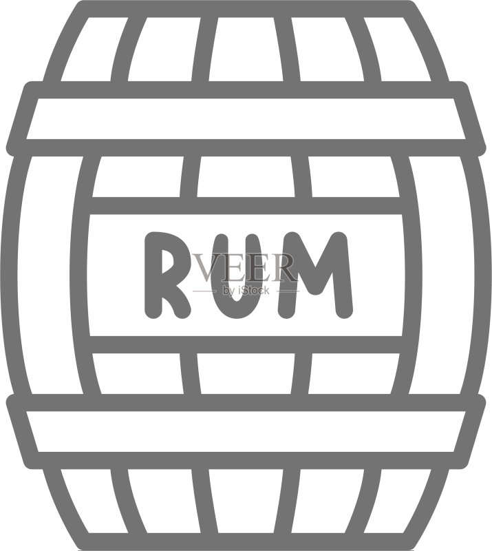 朗姆酒桶:酒精饮品木质容器图标素材