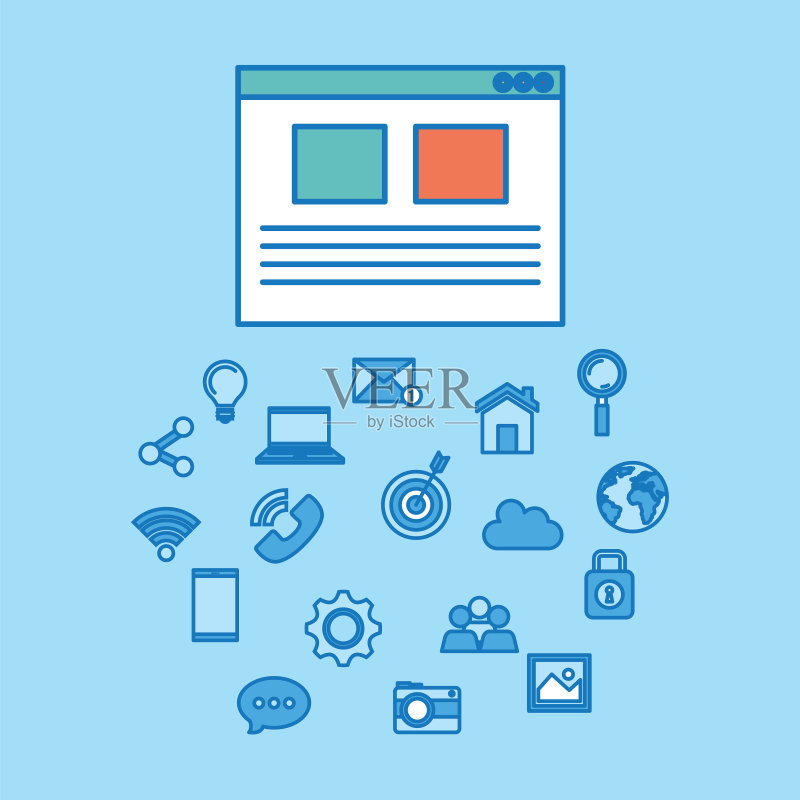 社交媒体营销图标集图标素材