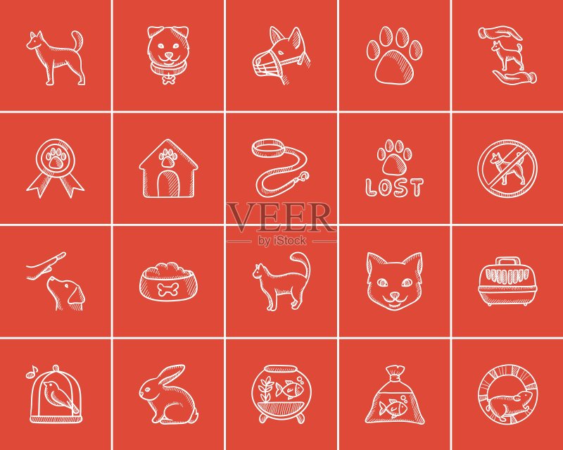 宠物素描图标集图标素材