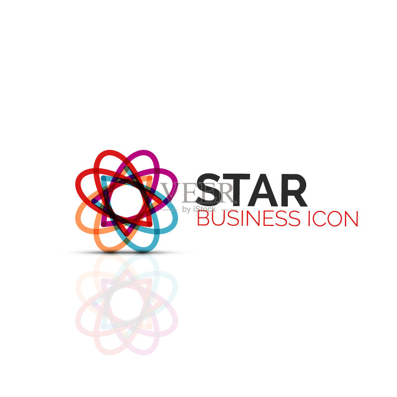 抽象的花朵或星星极简的线性图标图标素材