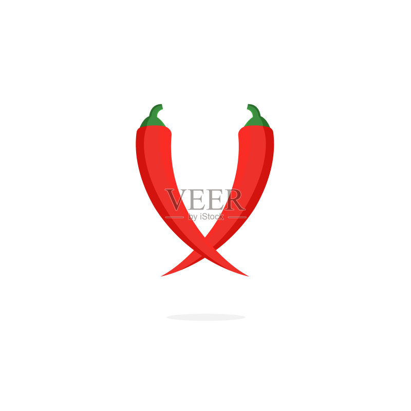 红色辣椒字母V logo图标素材