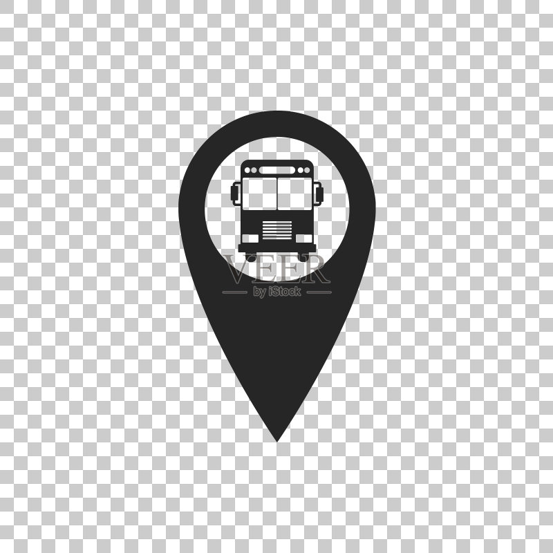 带有公交车图标的地图指针图标素材