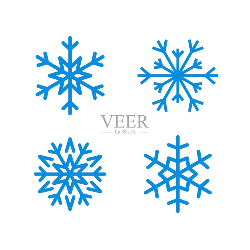 孤立的圣诞雪花集合图标素材