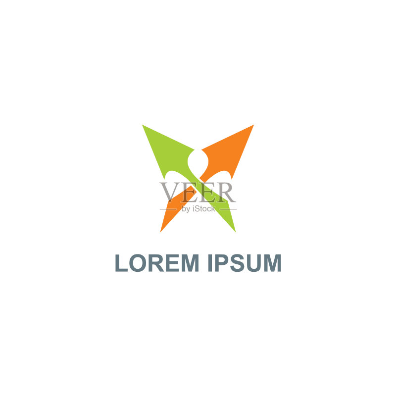箭头彩色字母X logo图标素材