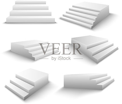 逼真3D楼梯图标素材