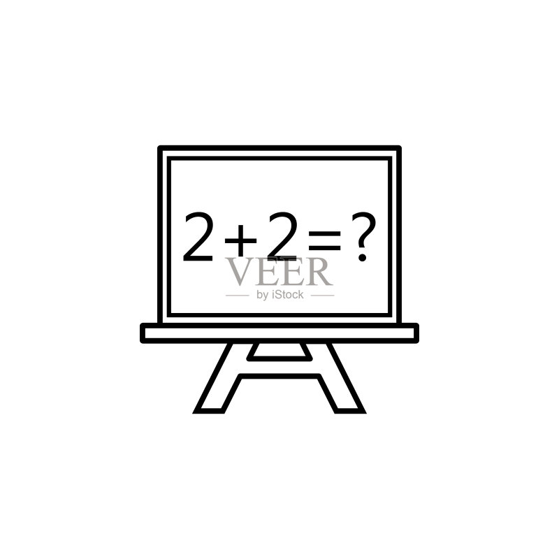 黑板线条图标:教育和学校元素图标素材