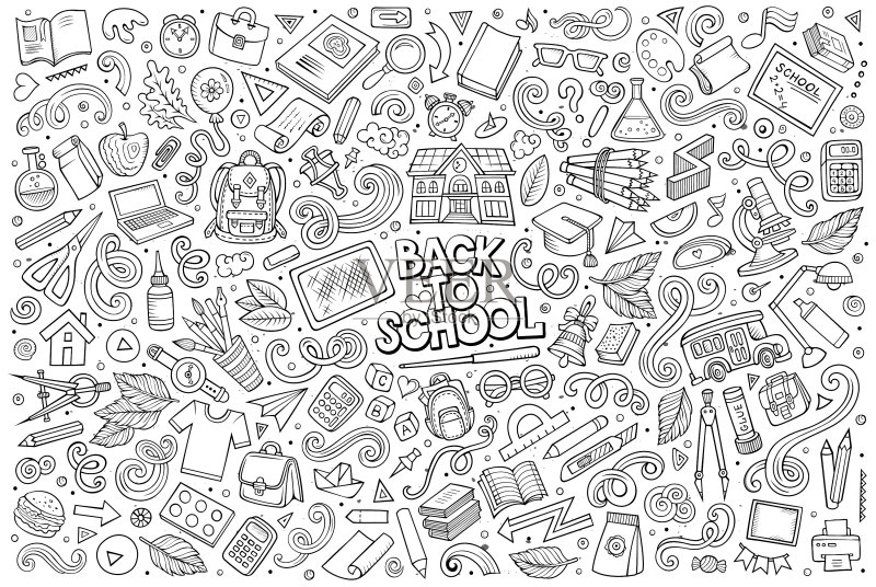 涂鸦卡通学校物品合集图标素材