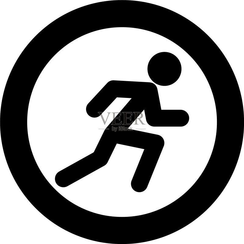 跑步男人黑色简约icon图标素材