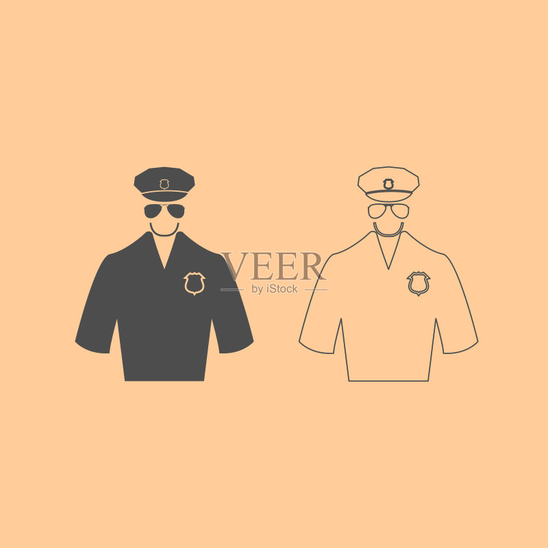深灰色警察图标图标素材