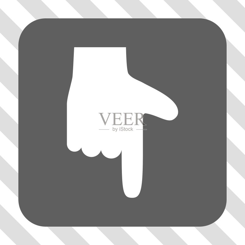 手形指针向下圆角方形按钮图标素材