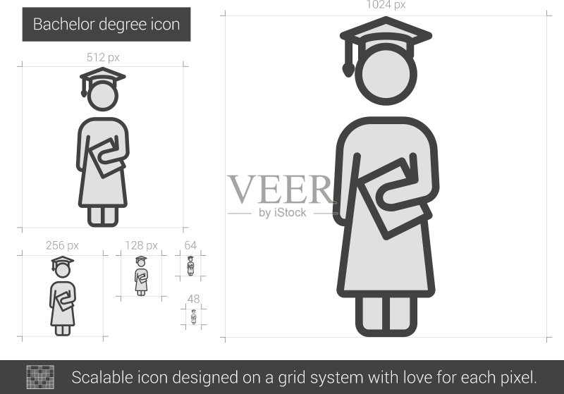 学士学位线性图标图标素材