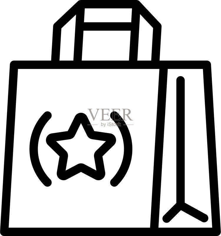 环保手提袋轮廓图标图标素材