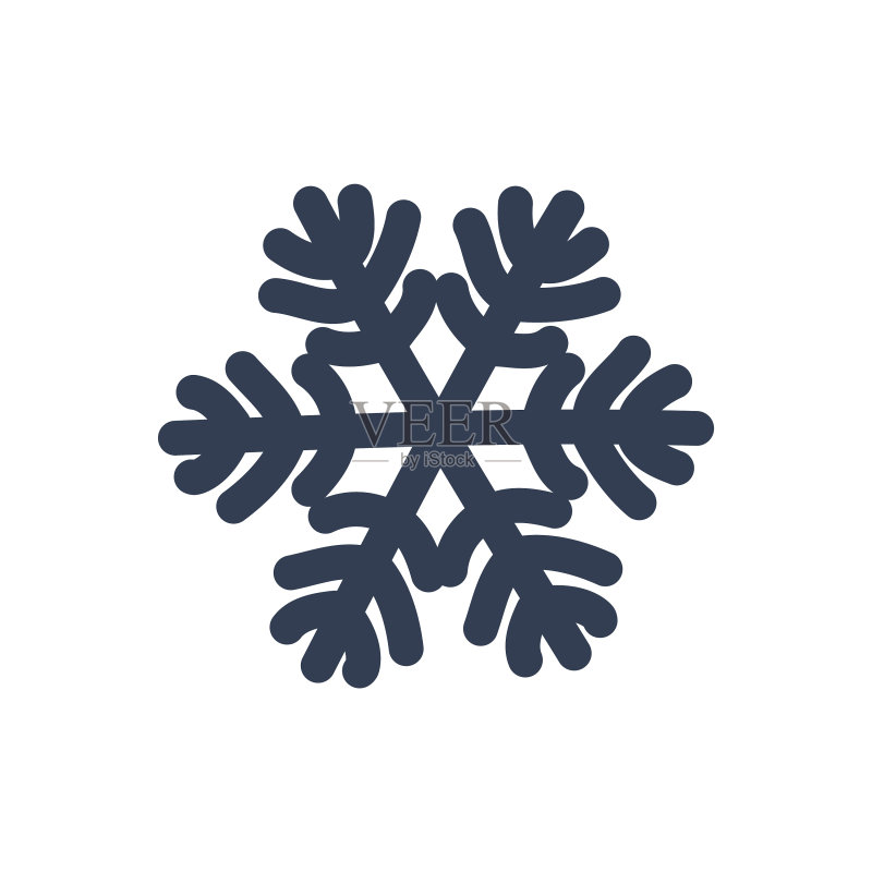 雪花图标黑色剪影雪花标志图标素材