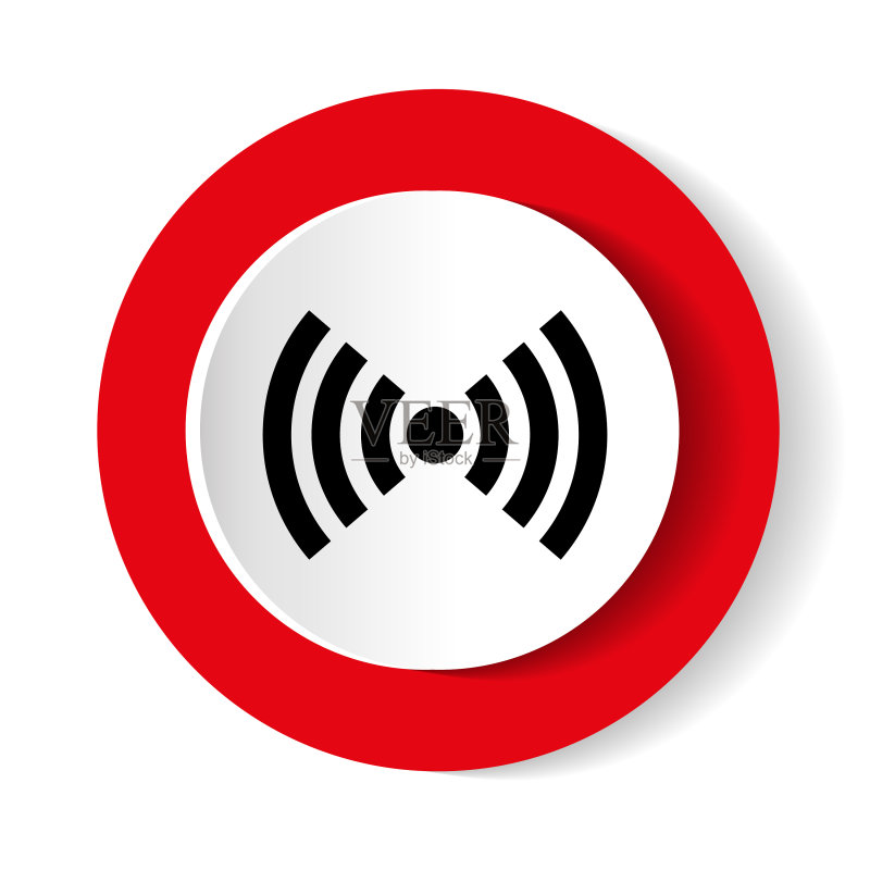 红色Wi-Fi,白色背景图标素材