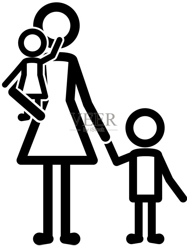 母子和母女剪影图标素材