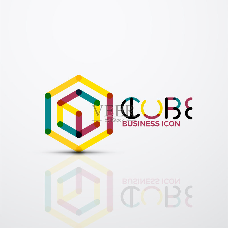 立方体概念logo线条图标素材