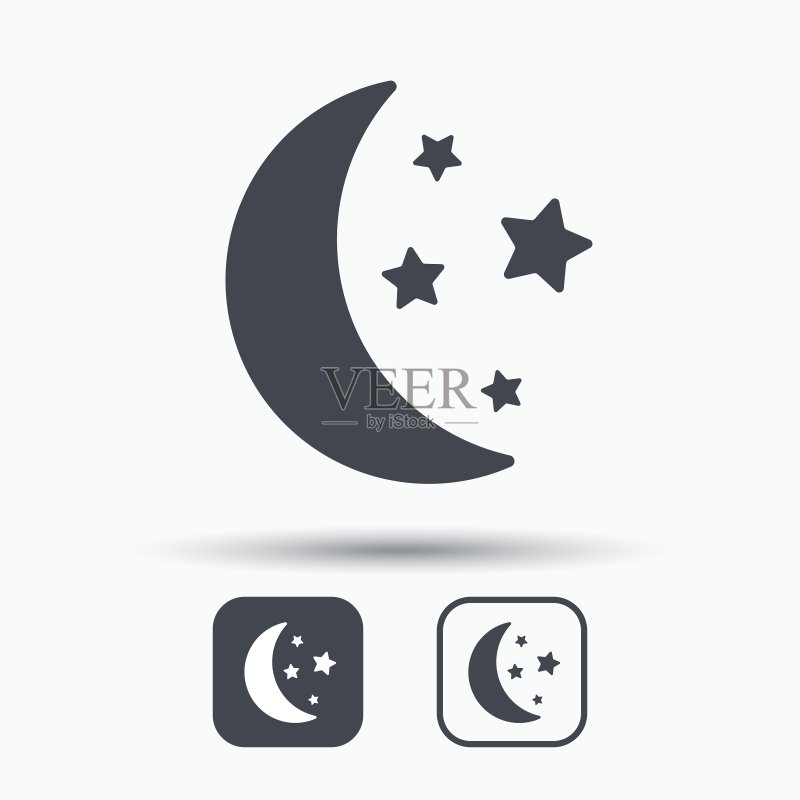 月亮和星星图标,夜间睡眠标志图标素材