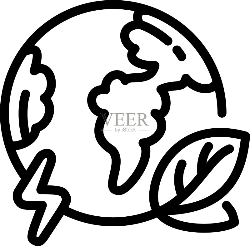 生态地球图标轮廓样式图标素材
