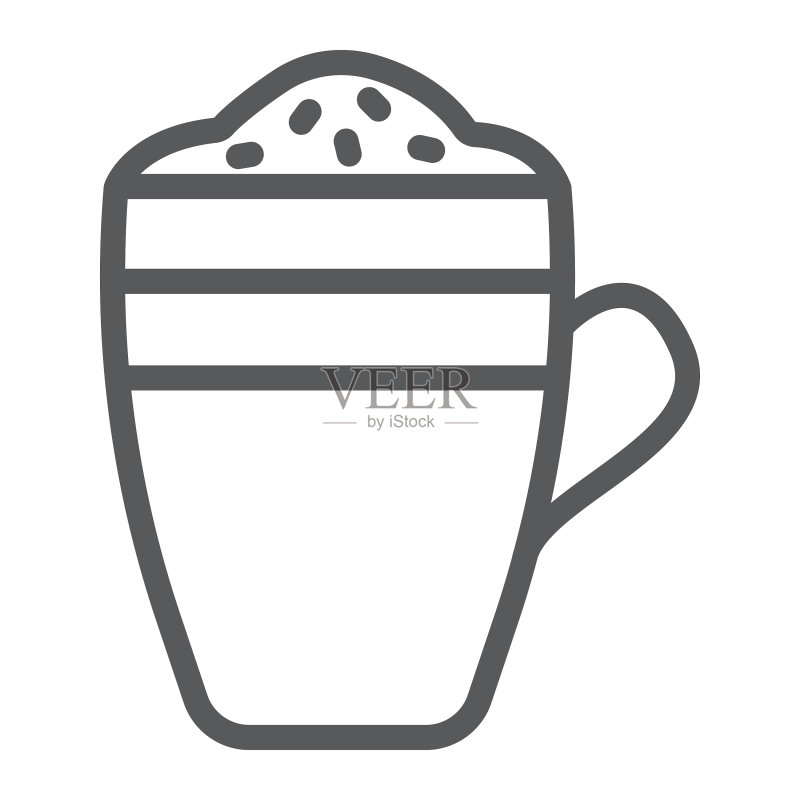 拿铁线条图标:咖啡馆咖啡杯标志图标素材