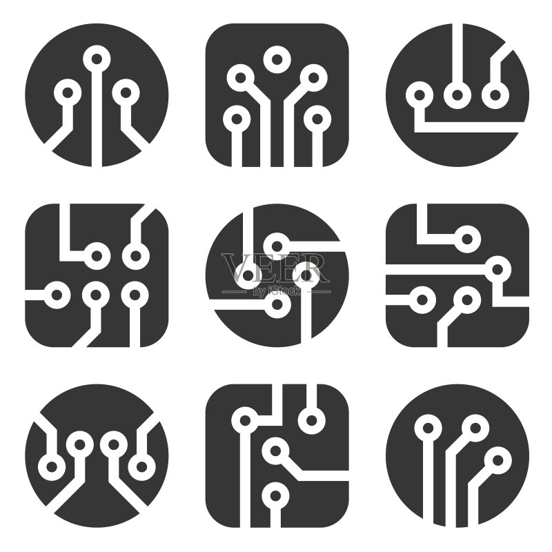 CPU和芯片图标集图标素材