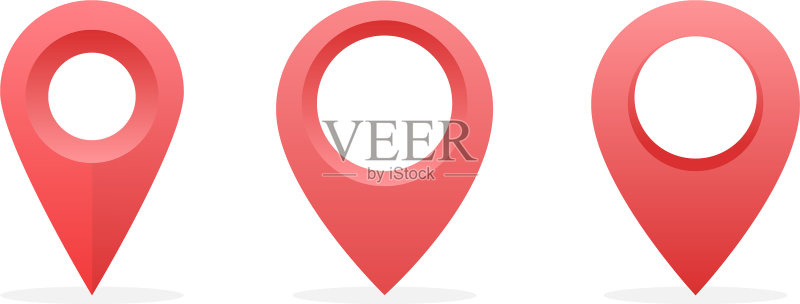 一组红色定位图钉地图指针图标图标素材