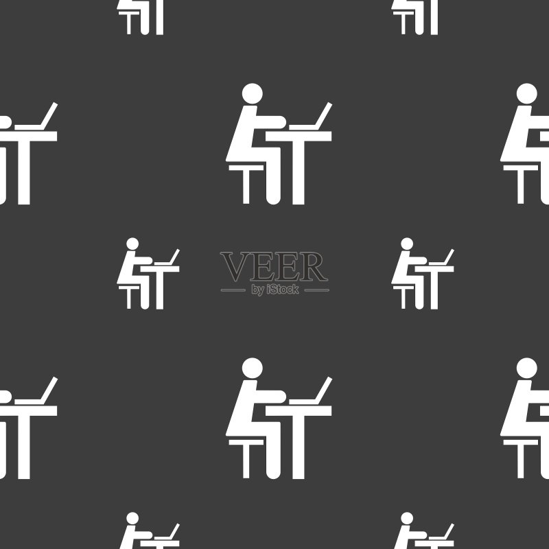 商人使用电脑图标标志(无缝)图标素材