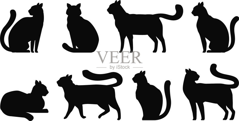 猫咪剪影图标合集(宠物、小猫、猫科动物)图标素材