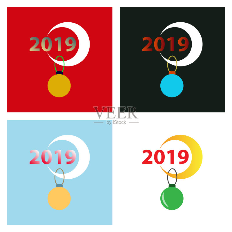 2019年新年贺卡庆祝活动快乐图标素材