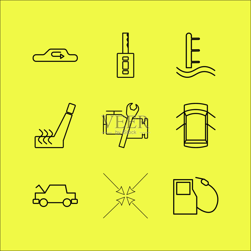 运输和运输线性图标集图标素材